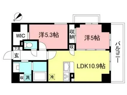 プレズィール・イケダヤ(2LDK/8階)の間取り写真