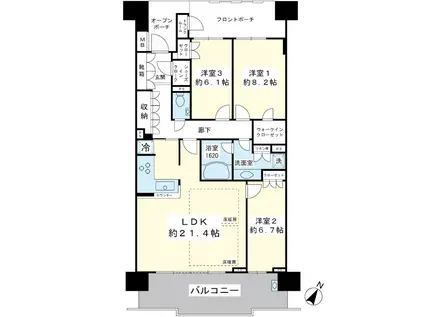 プラウド新浦安(3LDK/8階)の間取り写真
