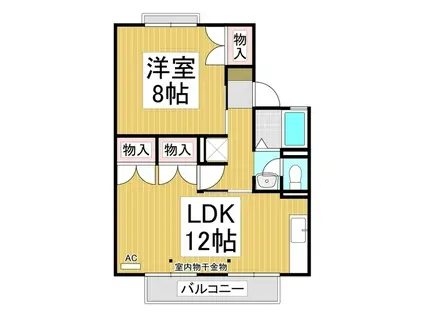 セジュール湯谷A棟(1LDK/2階)の間取り写真