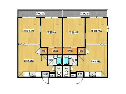 ハイツプラスワン(1LDK/1階)の間取り写真