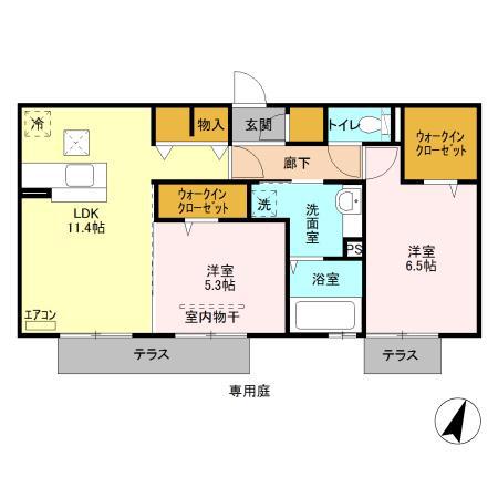ラランジャ(2LDK/1階)の間取り写真