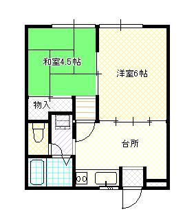 レヴール綾田(2DK/1階)の間取り写真