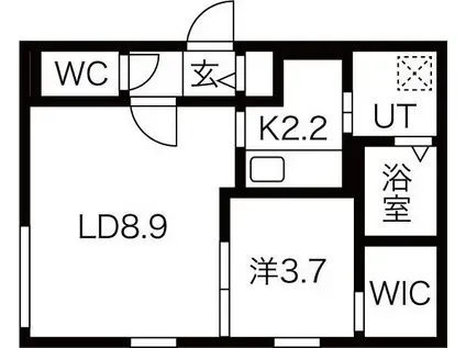 ルッカ 豊平(1LDK/1階)の間取り写真