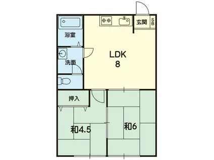 大江ハイツ(2LDK/3階)の間取り写真