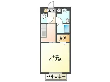 スレーヌ八剣(1K/2階)の間取り写真