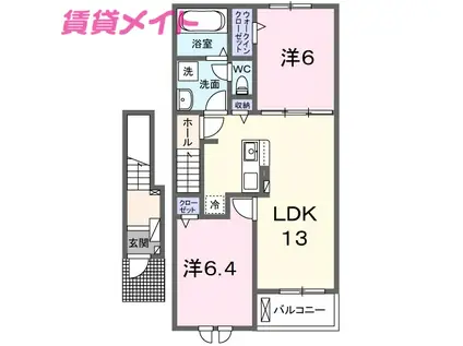 ニューライズ ブラボー(2LDK/2階)の間取り写真