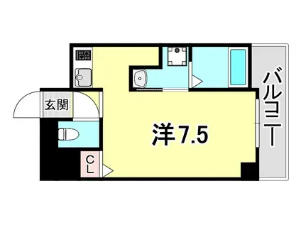 MJC神戸ブレイヴ(1K/2階)の間取り写真