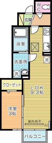 D-ROOM葛原(1LDK/1階)の間取り写真