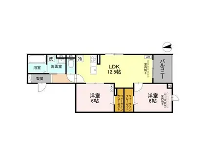 CREST HILS(2LDK/2階)の間取り写真