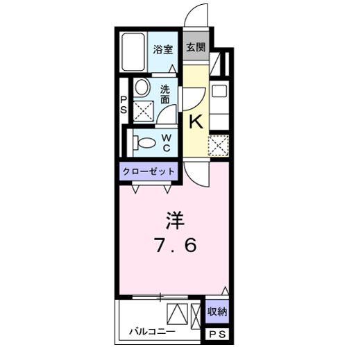 グランソレイユ(1K/4階)の間取り写真