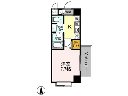 クリエール吉川(1K/4階)の間取り写真