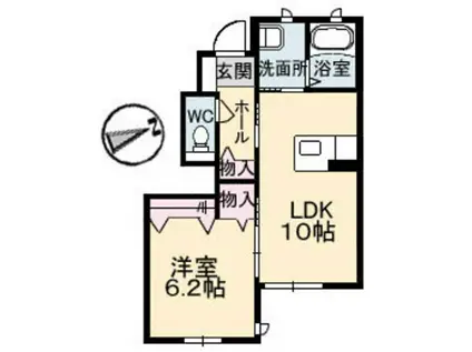 プレジール南観音(1LDK/1階)の間取り写真