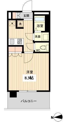 ラクアスレジデンス東新宿(1K/8階)の間取り写真