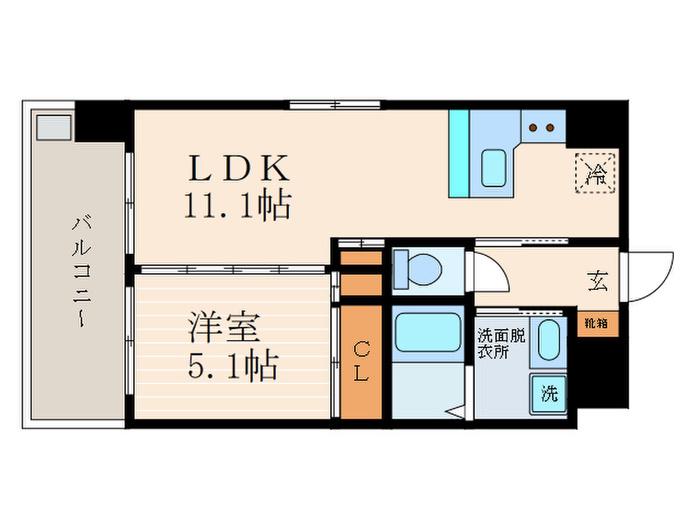  シルエラ御所南(1LDK/1階)の間取り写真