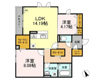 プリマフルール彩都A棟(2LDK/3階)の間取り写真