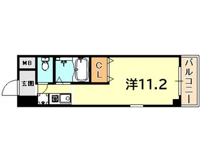 ルネス御影(1K/3階)の間取り写真
