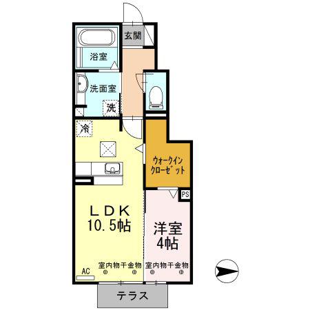 レガーメ三ツ谷(1LDK/1階)の間取り写真