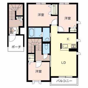 ラ メゾン ドゥ アミー B棟(3LDK/2階)の間取り写真