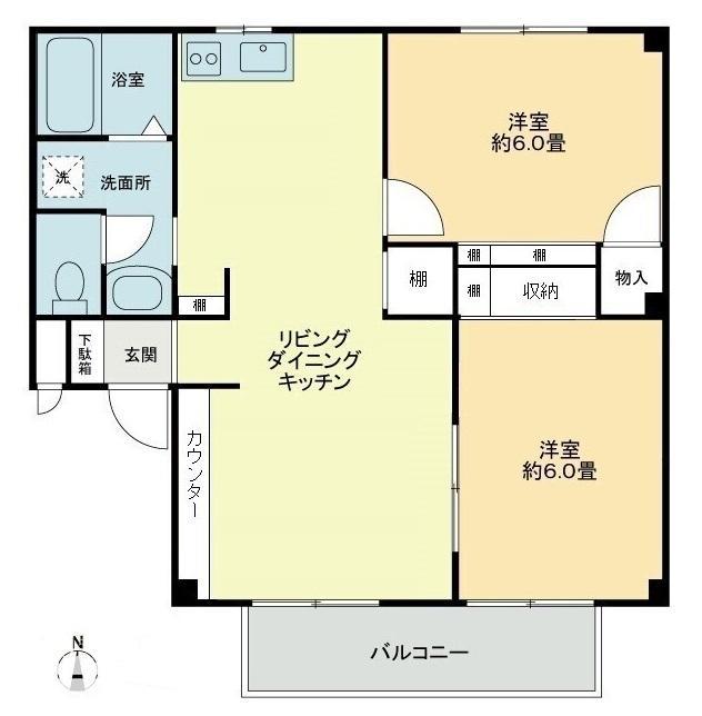 フォブールKT(2LDK/1階)の間取り写真