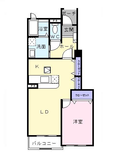 メリディオ I番館(1LDK/1階)の間取り写真