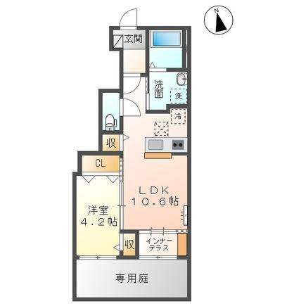 ソランジュ(1LDK/1階)の間取り写真