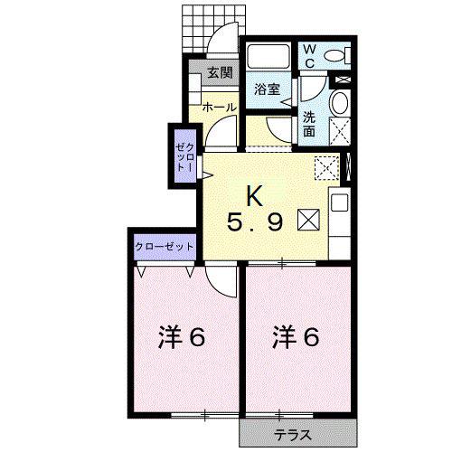 リバーサイド梶原II(2K/1階)の間取り写真