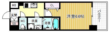 アーバンフラッツ鷺洲(1K/2階)の間取り写真