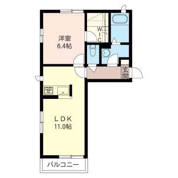 ティーズハウスC棟(1LDK/2階)の間取り写真