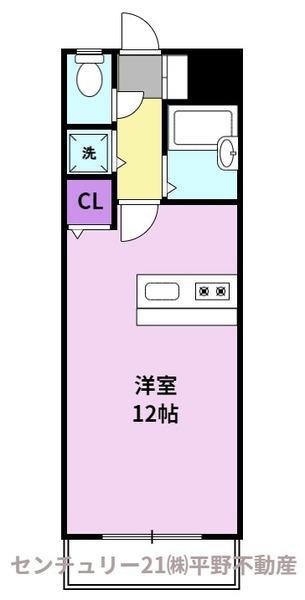 アザレアハイツ江崎(ワンルーム/3階)の間取り写真