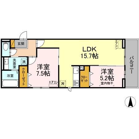 FERRO PALAZZO B棟(2LDK/3階)の間取り写真