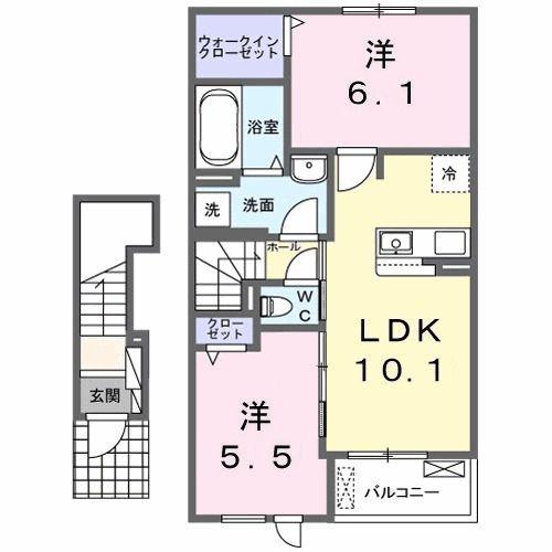 ジュライ・玉泉(2LDK/2階)の間取り写真