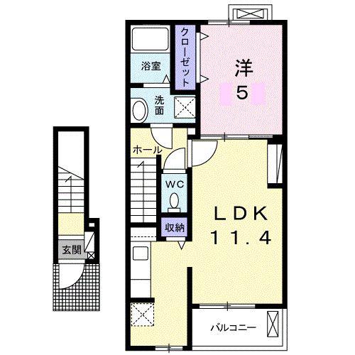 メゾンIL四倉(1LDK/2階)の間取り写真