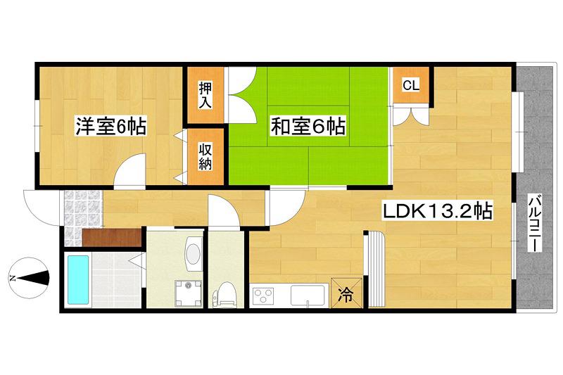 サンワクストリー大和(2LDK/3階)の間取り写真