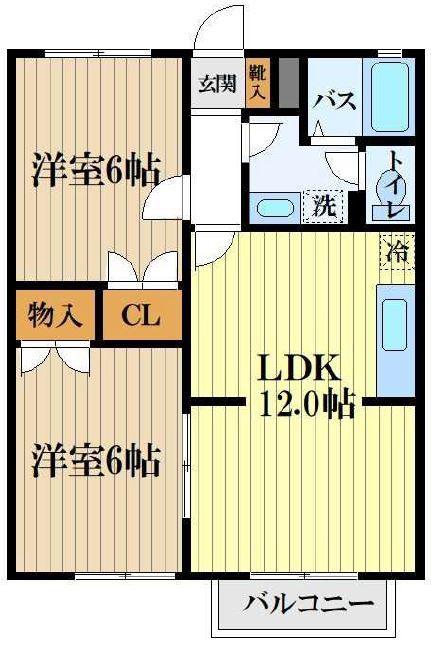 クレスト壱番館(2LDK/1階)の間取り写真