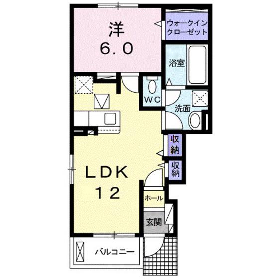 アジュールA(1LDK/1階)の間取り写真