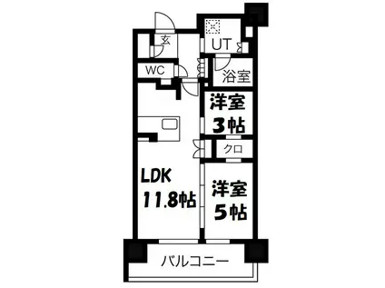 ローレルアイ名駅東(2LDK/13階)の間取り写真