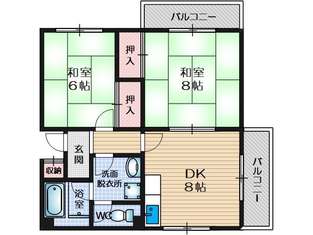 サンコーポT&K(2DK/3階)の間取り写真
