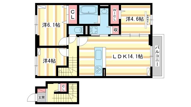 メゾンドピノ(3LDK/2階)の間取り写真