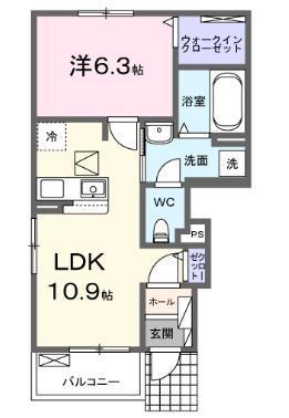 ミレールシャラン(1LDK/1階)の間取り写真