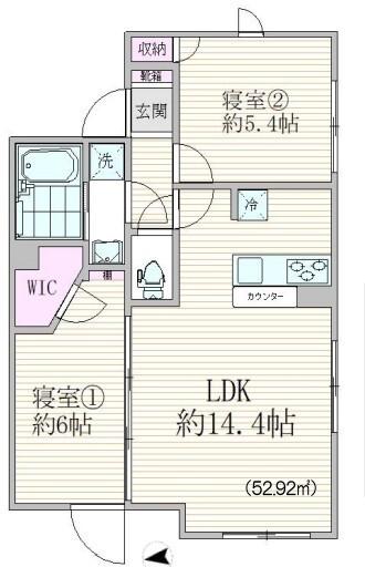 グランヴィル東蒲田(2LDK/5階)の間取り写真