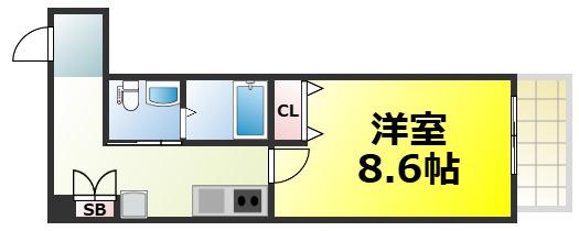 JINO新町(1K/2階)の間取り写真
