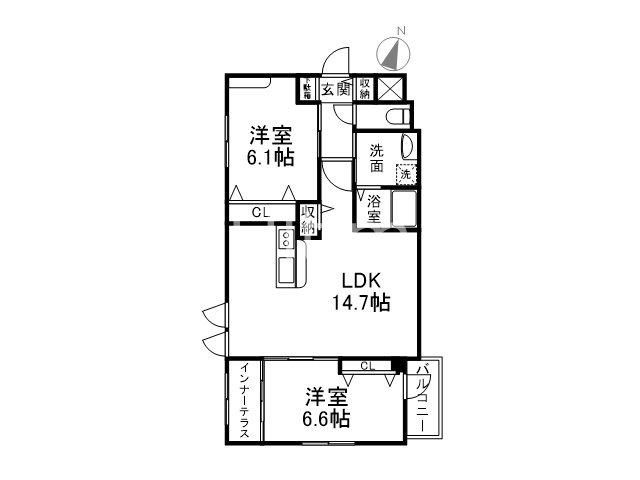 PALACIO西院(2LDK/2階)の間取り写真