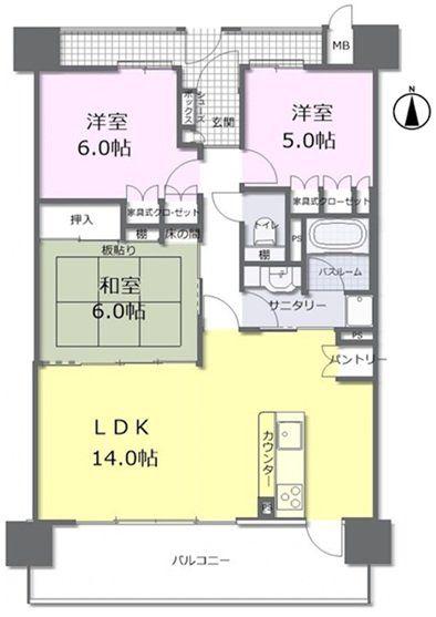 アルファステイツ東深津II(3LDK/10階)の間取り写真