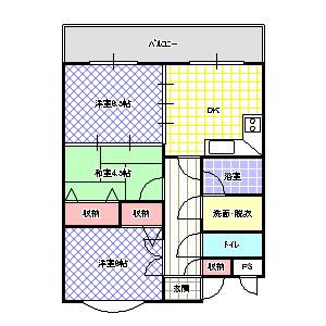 カルチェ清水谷(2LDK/2階)の間取り写真