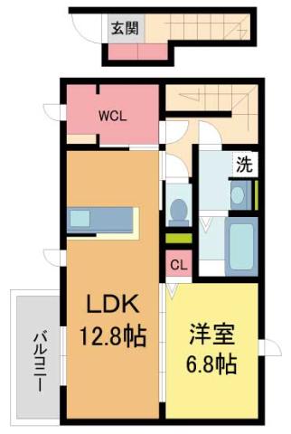 シェルティ宝塚(1LDK/2階)の間取り写真