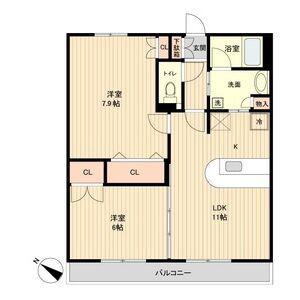 S-FORT榴岡公園(2LDK/13階)の間取り写真