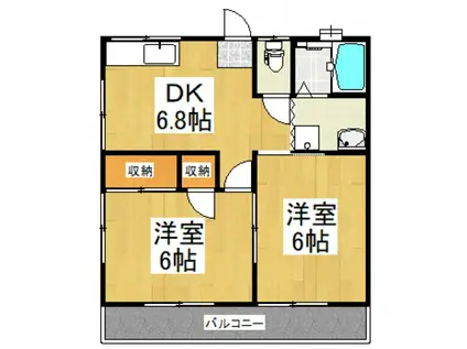 コーポツカサ(2DK/2階)の間取り写真