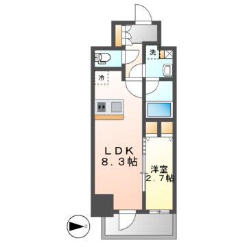 ルネフラッツ庄内通駅前(1LDK/5階)の間取り写真