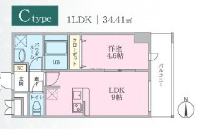 PLUMERIA(1LDK/8階)の間取り写真