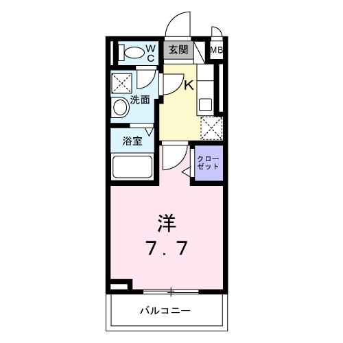 カーサモデルノ南摂津(1K/2階)の間取り写真